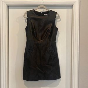Black leather Diane von Furstenberg mini dress size 6